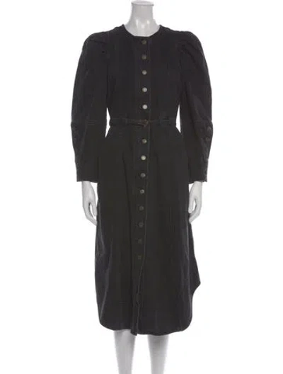 Pre-owned Ulla Johnson Crew Neck Long Dress In Gray
