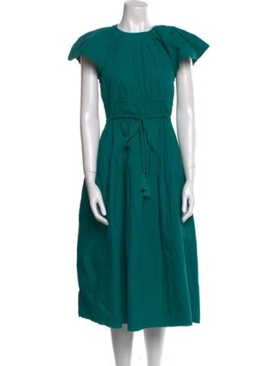 Pre-owned Ulla Johnson Crew Neck Long Dress In Green
