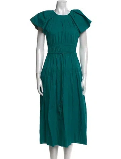 Pre-owned Ulla Johnson Crew Neck Long Dress In Green