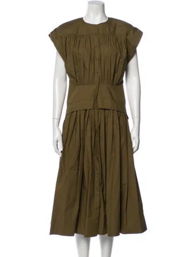 Pre-owned Ulla Johnson Crew Neck Long Dress In Green