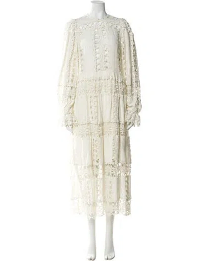 Pre-owned Ulla Johnson Crew Neck Long Dress In Neutral