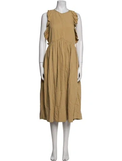 Pre-owned Ulla Johnson Crew Neck Long Dress In Neutral