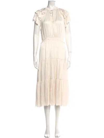 Pre-owned Ulla Johnson Crew Neck Long Dress In Neutral