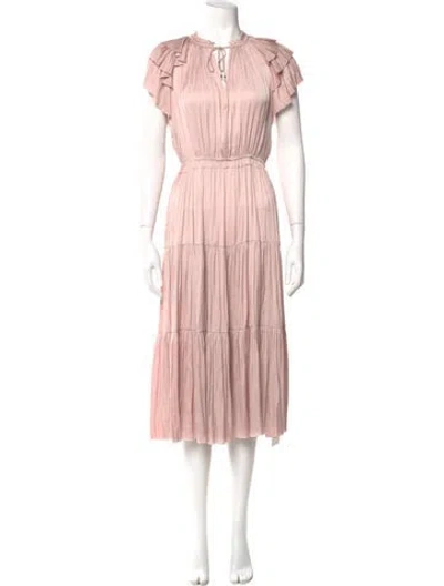 Pre-owned Ulla Johnson Crew Neck Long Dress In Neutral
