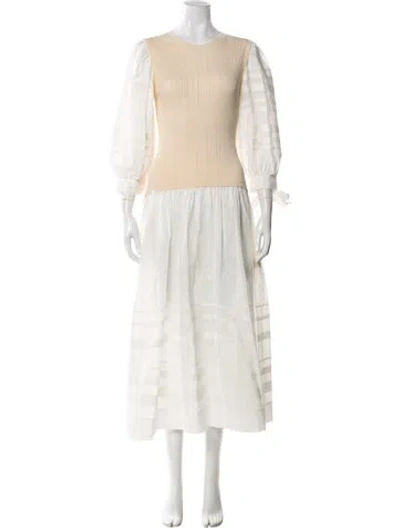 Pre-owned Ulla Johnson Crew Neck Long Dress In Neutral