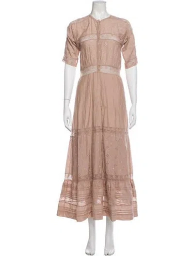 Pre-owned Ulla Johnson Crew Neck Long Dress In Neutral