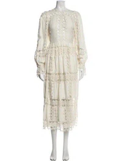 Pre-owned Ulla Johnson Crew Neck Long Dress In Neutral