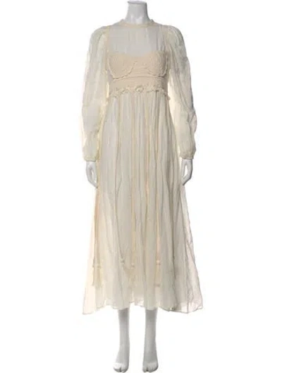 Pre-owned Ulla Johnson Crew Neck Long Dress In Neutral