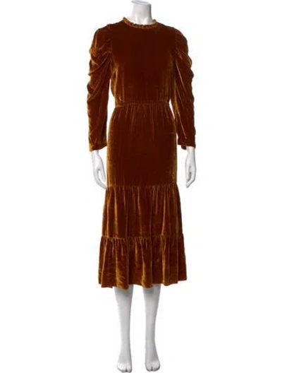 Pre-owned Ulla Johnson Crew Neck Long Dress In Neutral