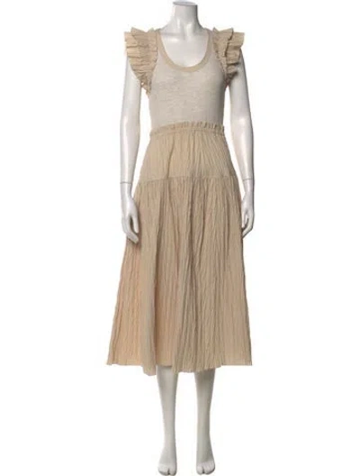 Pre-owned Ulla Johnson Crew Neck Long Dress In Neutral