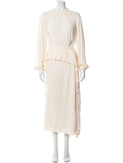 Pre-owned Ulla Johnson Crew Neck Long Dress In Neutral
