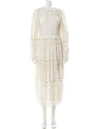 Pre-owned Ulla Johnson Crew Neck Long Dress In Neutral
