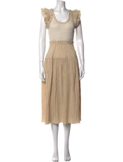 Pre-owned Ulla Johnson Crew Neck Long Dress In Neutrals