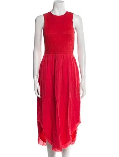 Pre-owned Ulla Johnson Crew Neck Long Dress In Orange