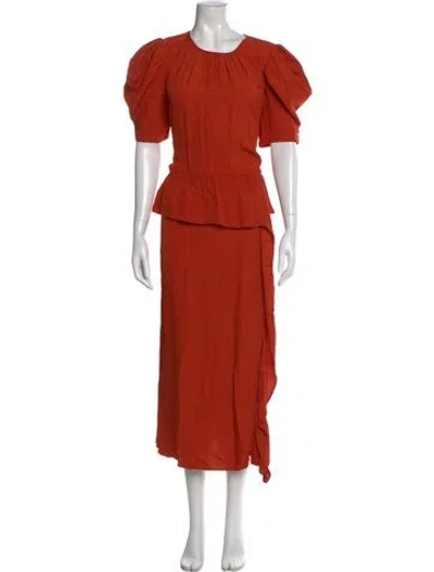 Pre-owned Ulla Johnson Crew Neck Long Dress In Orange