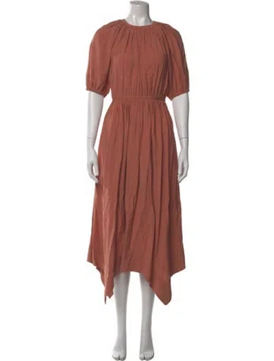Pre-owned Ulla Johnson Crew Neck Long Dress In Orange