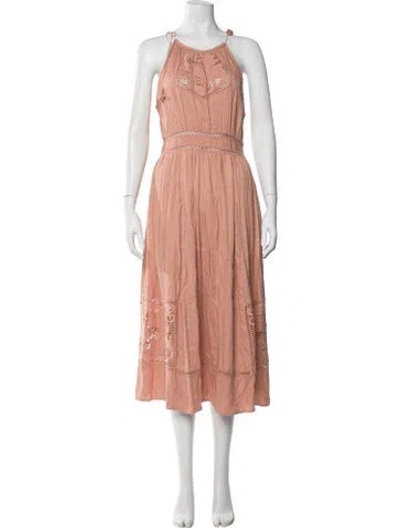 Pre-owned Ulla Johnson Crew Neck Long Dress In Orange