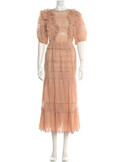 Pre-owned Ulla Johnson Crew Neck Long Dress In Pink
