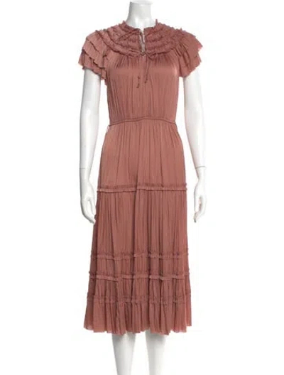 Pre-owned Ulla Johnson Crew Neck Long Dress In Pink