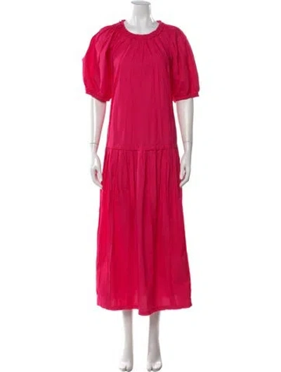 Pre-owned Ulla Johnson Crew Neck Long Dress In Pink