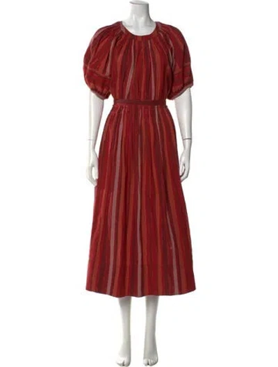 Pre-owned Ulla Johnson Crew Neck Long Dress In Red