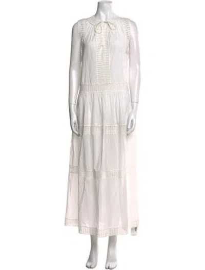 Pre-owned Ulla Johnson Crew Neck Long Dress W/ Tags In White