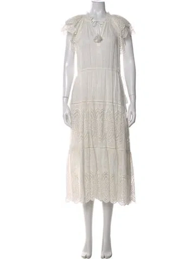 Pre-owned Ulla Johnson Crew Neck Long Dress In White
