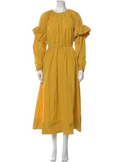 Pre-owned Ulla Johnson Crew Neck Long Dress In Yellow