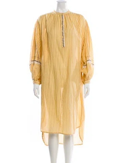 Pre-owned Ulla Johnson Crew Neck Long Dress In Yellow