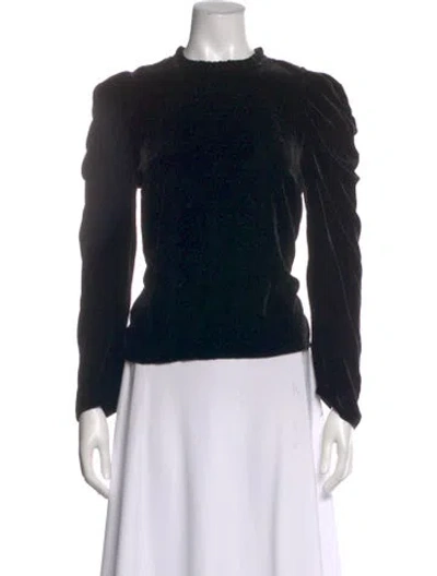 Pre-owned Ulla Johnson Crew Neck Long Sleeve Blouse In Black
