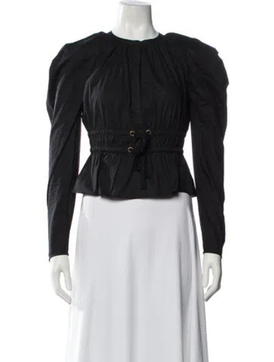 Pre-owned Ulla Johnson Crew Neck Long Sleeve Blouse In Black
