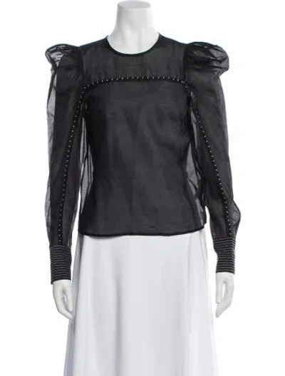 Pre-owned Ulla Johnson Crew Neck Long Sleeve Blouse In Black