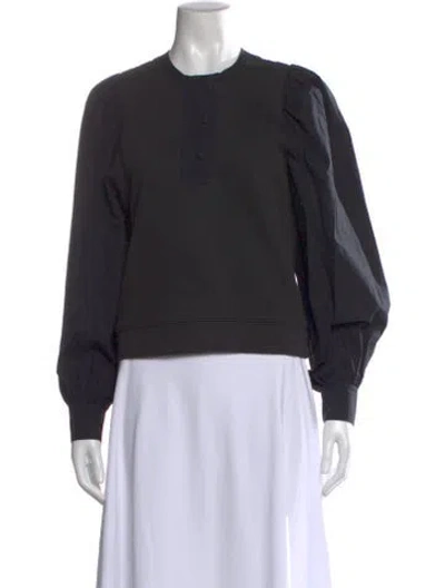 Pre-owned Ulla Johnson Crew Neck Long Sleeve Blouse In Black