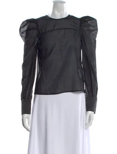 Pre-owned Ulla Johnson Crew Neck Long Sleeve Blouse In Black
