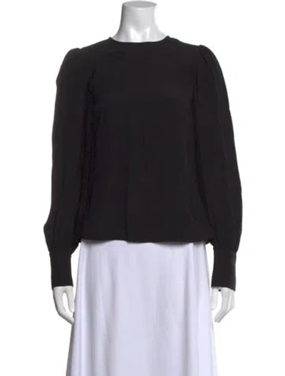 Pre-owned Ulla Johnson Crew Neck Long Sleeve Blouse In Black