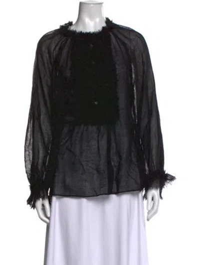 Pre-owned Ulla Johnson Crew Neck Long Sleeve Blouse In Black