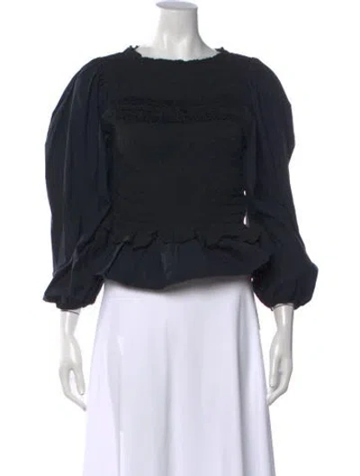 Pre-owned Ulla Johnson Crew Neck Long Sleeve Blouse In Black
