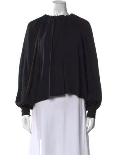 Pre-owned Ulla Johnson Crew Neck Long Sleeve Blouse In Black