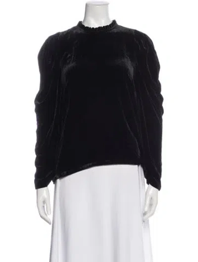 Pre-owned Ulla Johnson Crew Neck Long Sleeve Blouse In Blue