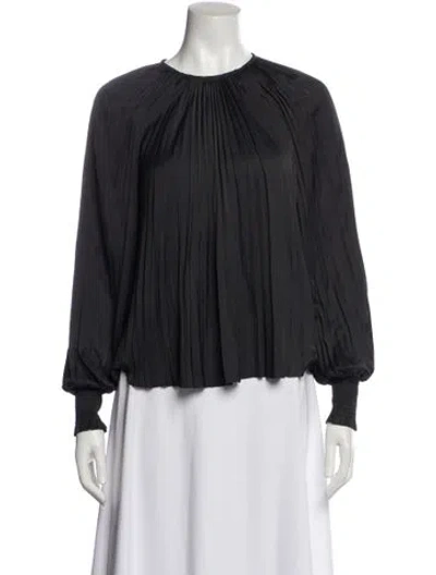 Pre-owned Ulla Johnson Crew Neck Long Sleeve Blouse In Gray