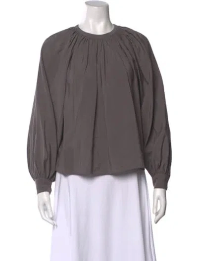 Pre-owned Ulla Johnson Crew Neck Long Sleeve Blouse In Gray