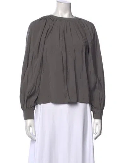 Pre-owned Ulla Johnson Crew Neck Long Sleeve Blouse In Gray