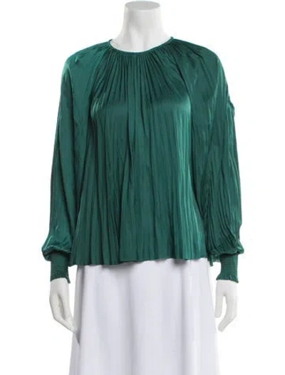 Pre-owned Ulla Johnson Crew Neck Long Sleeve Blouse In Green