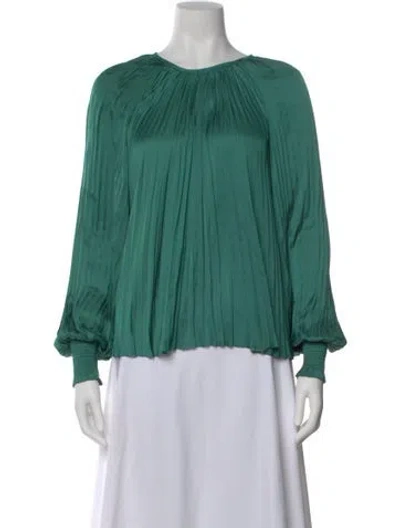 Pre-owned Ulla Johnson Crew Neck Long Sleeve Blouse In Green