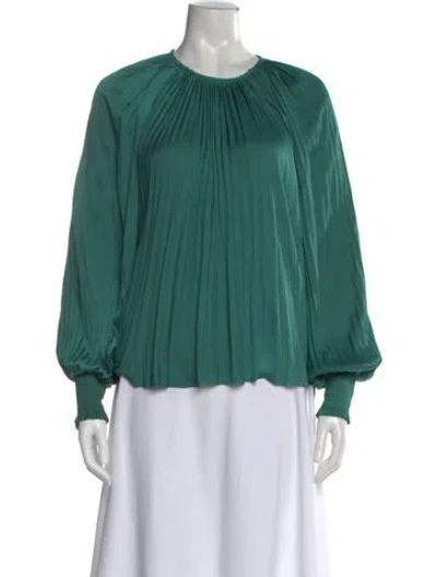 Pre-owned Ulla Johnson Crew Neck Long Sleeve Blouse In Green