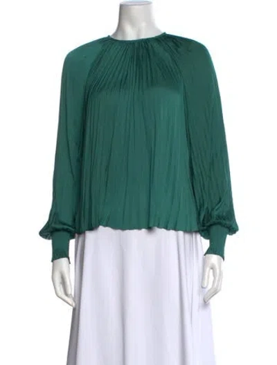 Pre-owned Ulla Johnson Crew Neck Long Sleeve Blouse In Green
