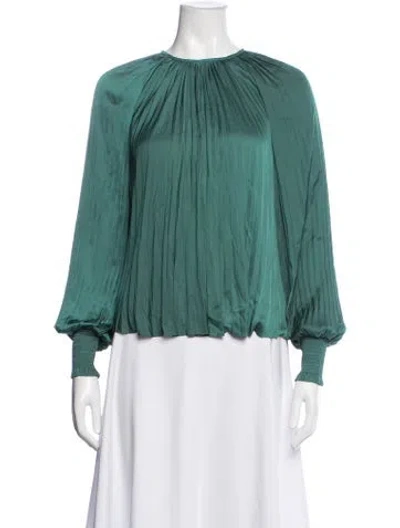 Pre-owned Ulla Johnson Crew Neck Long Sleeve Blouse In Green