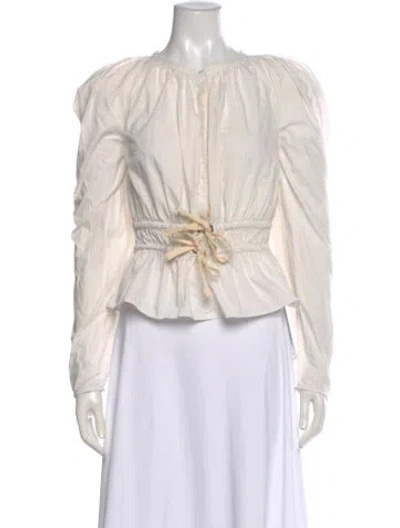 Pre-owned Ulla Johnson Crew Neck Long Sleeve Blouse In Neutral