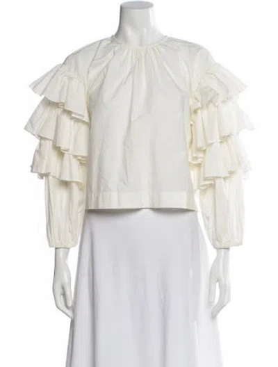 Pre-owned Ulla Johnson Crew Neck Long Sleeve Blouse In Neutral