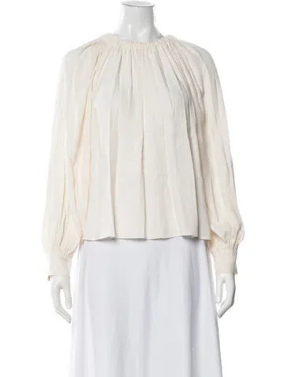 Pre-owned Ulla Johnson Crew Neck Long Sleeve Blouse In Neutral